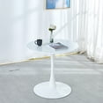 thumbnail image 1 of Modern Round Dining Table, 31.5" Coffee Table with MDF Table Top and Metal Pedestal Base, Tulip Table for 2-4 people, Leisure End Table for Dining Room Living Room Cafe and Kitchen, White, 1 of 7