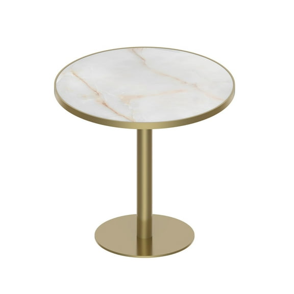 Modern Round Dining Table 31.5 Inches Bistro Tulip Table with Faux Marble Top, Easy Assembly, Sturdy Metal Frame for Kitchen, Breakfast Nook, Small Space