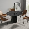 thumbnail image 1 of Modern Round Dining Table 53" - Black Sintered Stone Top &amp; Carbon Steel Base, Seats 6, Kitchen/Dining Room. Stain &amp; Heat Resistant, Easy Clean., 1 of 10