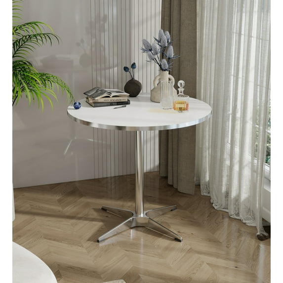 Modern Round Dining Table for Small Spaces, Minimalist Kitchen and Living Room Table, Compact Circular Table for Family Meals, Tea Time or Workspace