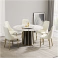 thumbnail image 1 of Modern Round Dining Table with Lazy Susan, White Sintered Stone Top & Iron Base, Seats 6, 1 of 9