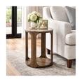 thumbnail image 1 of Modern Round End and Side Table for Home Decor - Mango Wood Accent for Small Spaces and Room - Decorative Night Stand or Bedside Drink Table for Bedroom and Living Room Display - 23", Brown & Tan, 1 of 11