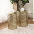 thumbnail image 1 of Modern Round End Table Set of 2, Gold Metal Accent & Side Tables for Bedroom/Living Room, Easy Assembly Nightstands, 1 of 17