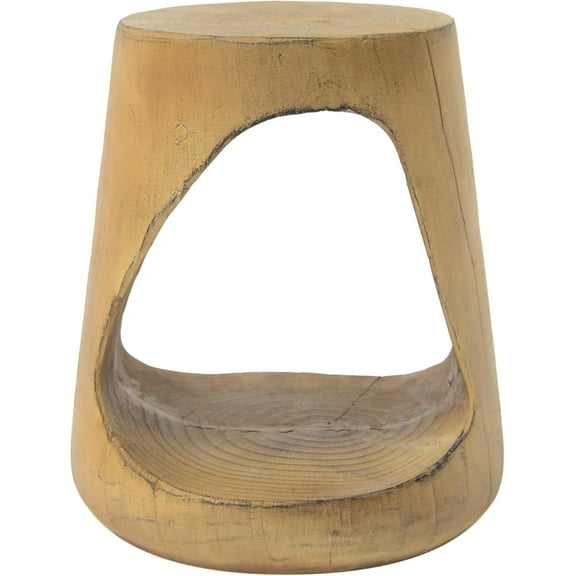 Modern Round End Table, Wood-Like Grain Hollow Pedestal Side Table with Hole, Small Drink Tables for Living Room, Bedroom, No Assembly Required