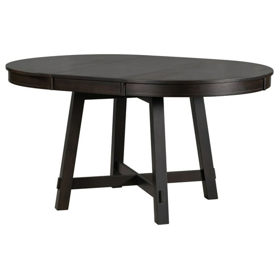 Modern Round Extendable Dining Table with 16" Leaf, Farmhouse Wood Dining Table