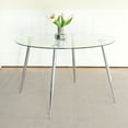 thumbnail image 1 of Modern Round Glass Dining Table with Tempered Glass Top and Chrome Metal Legs for Dining Room Kitchen or Living Room, Seats 4-6, Easy 15-Minute Assembly, 1 of 8