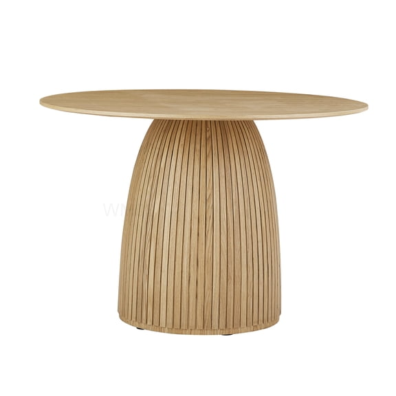 Modern Round Kitchen Table 47 inch, Oak Finish MDF Top Dining Table with Sturdy Base for Home and Office