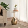 thumbnail image 1 of Modern Round Marble Top Side Table with Hammered Gold Base – Accent End Table for Living Room, Bedroom, or Entryway Décor, 1 of 6