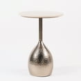 thumbnail image 1 of Modern Round Marble Top Side Table with Hammered Nickel Base – Accent End Table for Living Room, Bedroom, or Entryway Décor, 1 of 6