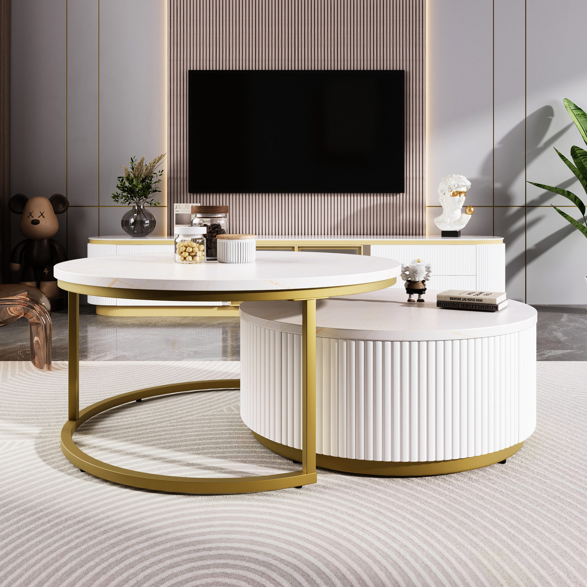 Modern Round Nesting Coffee Tables | Nesting Design for Variable Layout ...