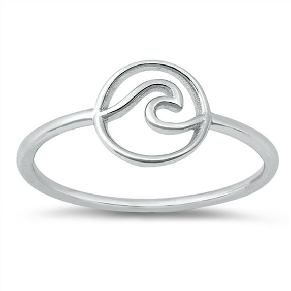 Modern Round Ocean Wave Ring .925 Sterling Silver Band Jewelry Female Male Unisex Size 11