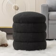 thumbnail image 1 of Modern Round Ottoman, Soft Bedroom Ottoman Footstool Round Ottomans Stool for Living Room, Bedroom, Makeup Room, Black, Boucle, 1 of 10