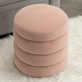 thumbnail image 1 of Modern Round Ottoman with Soft Padded Seat, Multifunctional Vanity Chairs for Makeup, Upholstered Footrest Stool Ottoman Foot Stool for Living Room, Bedroom, Pink, 1 of 9