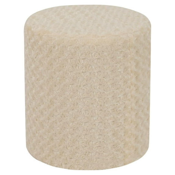 Modern Round Ottoman with Soft Padded Seat, Velvet Vanity Stool for Makeup, Upholstered Footrest Stool for Living Room Bedroom Home Office, Beige