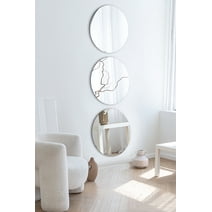 Modern Round Plexiglass Wall Mirrors - Handcrafted, Shatterproof, and Self-Adhesive | 16" Dia Mirror Set of 3 | Lightweight Design