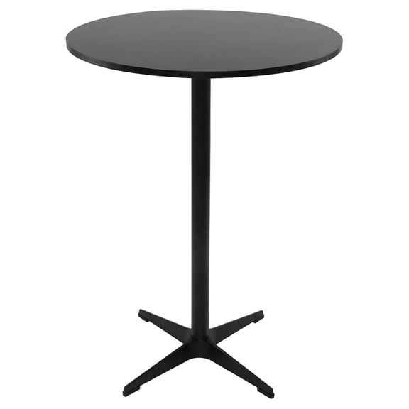 Modern Round Pub Tables, Bar Tables with Metal Cross Base, Wooden Cocktail Table with 39.4 Inches Height, Black