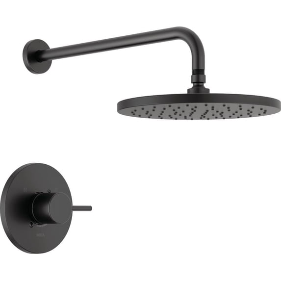 Modern Round Rain Shower Faucet Set Brushed Gold Shower Head and Handle Set Valve Trim Kit Champagne Bronze (Valve Not Included)