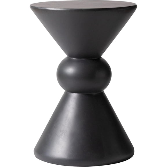 Modern Round Side Table, 18-inch Dark Grey Fiberstone Accent End Table Weather-Resistant Concrete Look Pedestal Table for Living Room, Patio, Garden & Outdoor Decor