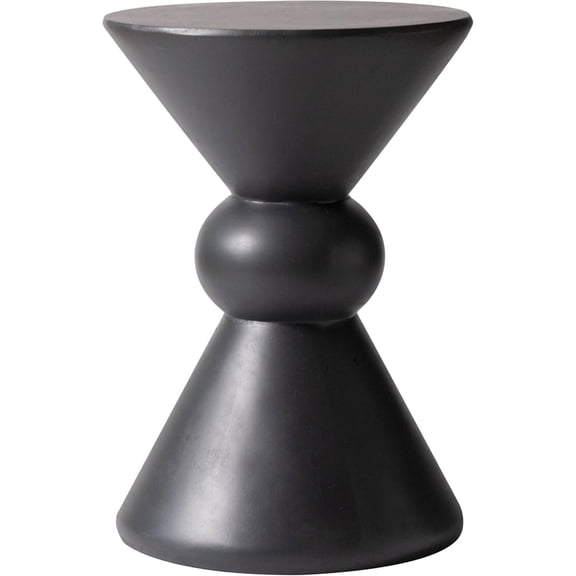 Modern Round Side Table, 18-inch Dark Grey Fiberstone Accent End Table Weather-Resistant Concrete Look Pedestal Table for Living Room, Patio, Garden & Outdoor Decor