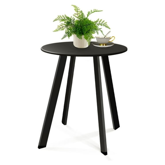 Modern Round Side Table - Compact Tripod Design with Non-Slip Feet, Minimalist Accent Table for Living Room/Bedroom (Easy Assembly) - Black