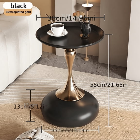 Modern Round Side Table in White and Gold, Compact Metal Pedestal Accent Table with Minimalist Design for Bedroom, Living Room, Apartment, and Dorm, Easy Assembly and Sturdy Construction