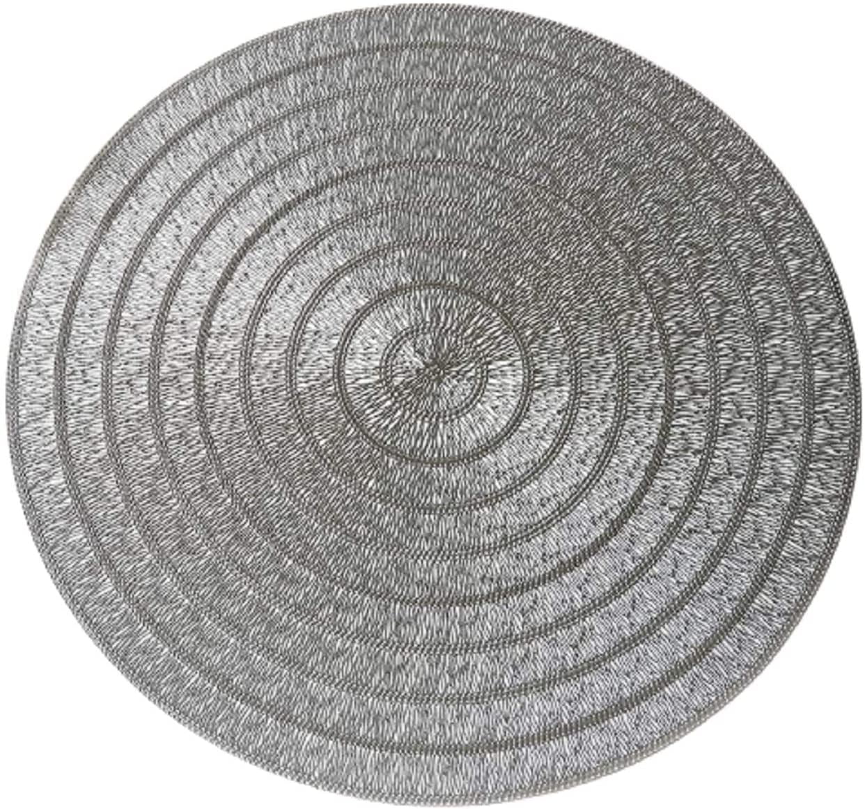 Modern Round Silver Placemats for Dining Table Set of 6 15Inch PVC