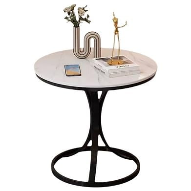 Modern Round Sintered Stone Side Table for Living Room, Bedroom, and Cafe