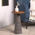thumbnail image 1 of Modern Round Solid Wood Side Table with Tray Top – Handmade Accent Table for Living Room, Bedroom & Entryway – Rustic Contemporary End Table Gray, 1 of 5