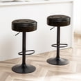 thumbnail image 1 of Modern Round Storage Bar Stool Set of 2, Khaki Faux Leather Height Adjustable Barstool, 360°Counter Height Swivel Stool, Armless Bar Chair with Metal Frame for Kitchen Counter Dining Living Room, 1 of 8