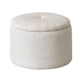thumbnail image 1 of Modern Round Storage Ottoman with Removable Lid, Chenille Footstool for Living Room, White, 1 of 6