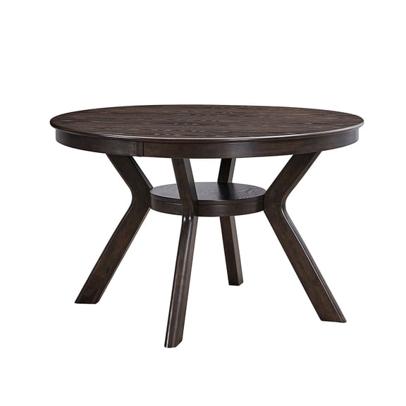 Modern Round Table For 4-6: Base With Rubber Wood Legs, Brown 46.77'' Wooden Table: Brown, Home & Bistro Use