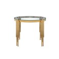 thumbnail image 1 of Modern Round Tempered Glass Dining Table with Stainless Steel Frame & Polished Gold Legs - Compact 8-Person Kitchen Dining Set, 1 of 5