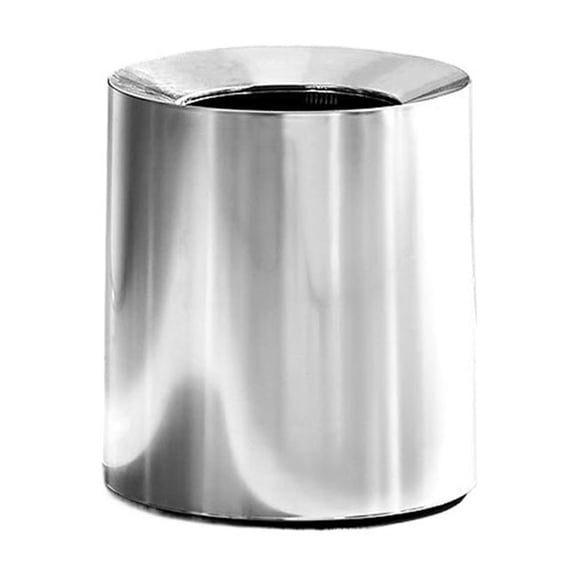 Modern Round Trash Can, 8/12L Silver Plastic Wastebasket Open Top Garbage Container Bin for Bathrooms, Kitchen, Bedroom, Home Office
