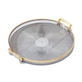 thumbnail image 1 of Modern Round Tray, 11 inch Diameter, Decorative Accent Tray for Storage and Display, Acrylic Vanity Tray with Gold Handles - Grey, 1 of 5
