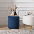 Modern Round Velvet Upholstered Ottoman with Soft Padded Seat, Multi