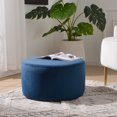 Modern Round Velvet Upholstered Ottoman with Soft Padded Seat, Multi