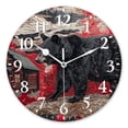 thumbnail image 1 of Modern Round Wall Clocks Non-Ticking Silent Clocks Battery Operated Quartz Clock Decorative for Bathroom,Office-Black Bear Walking In Front Of Old Log Cabin(16inch), 1 of 4
