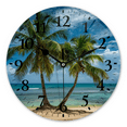 thumbnail image 1 of Modern Round Wall Clocks Non-Ticking Silent Clocks Battery Operated Quartz Clock Decorative for Bathroom,Office-Palm Trees On The Beach With Clear Blue Sky And Clouds(16inch), 1 of 4
