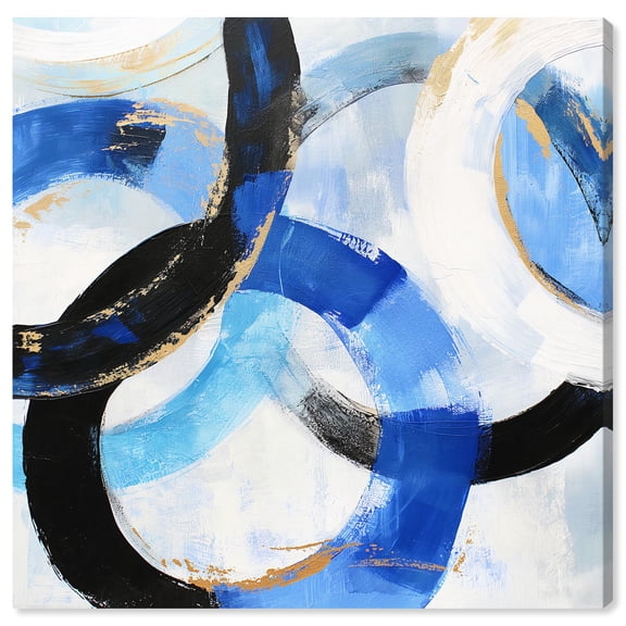Modern Rounds II Canvas Blue Abstract Art by Art Remedy, Gallery Wrapped, 16" x 16"