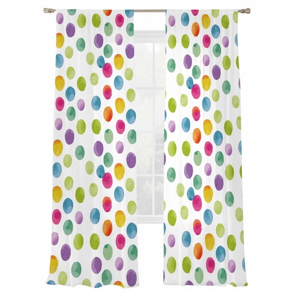 Modern Rounds Sheer Curtains 84 inches Long 2 Panels Set Abstraction Gradients Wavepoints Sheer Drapes Rod Pocket Window Curtains for Living Room/Bedroom