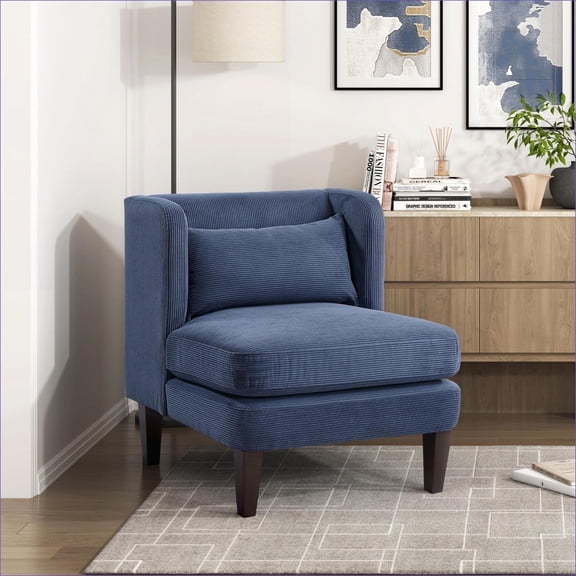 Modern Royal Blue Corduroy Upholstered Accent Chair, Padded Cushion Single Seating for Living Room Bedroom, Adult Extra Guest Chair, 1 Piece
