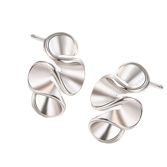 Modern Ruffle Earrings Copper Texture Stylish Ear Jewelry for Women