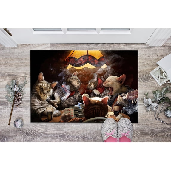 Modern Rug, Cat Rug, Thin Rug, Kitchen Rug, Bridesmaid Gift Rug, Custom Rug, Poker Game Rug, Game Room Rug, Gift For Her Rug, Cat Lover Gift, 3.3'x9.2' - 100x280 cm