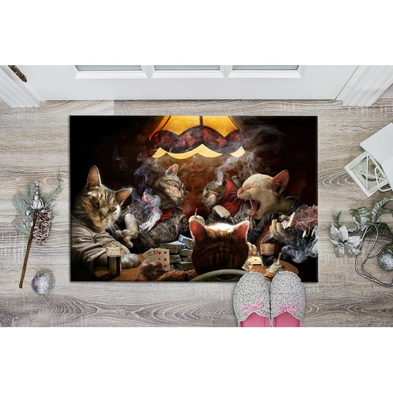 Modern Rug, Cat Rug, Thin Rug, Kitchen Rug, Bridesmaid Gift Rug, Custom Rug, Poker Game Rug, Game Room Rug, Gift For Her Rug, Cat Lover Gift, 5.9'x9.2' - 180x280 cm