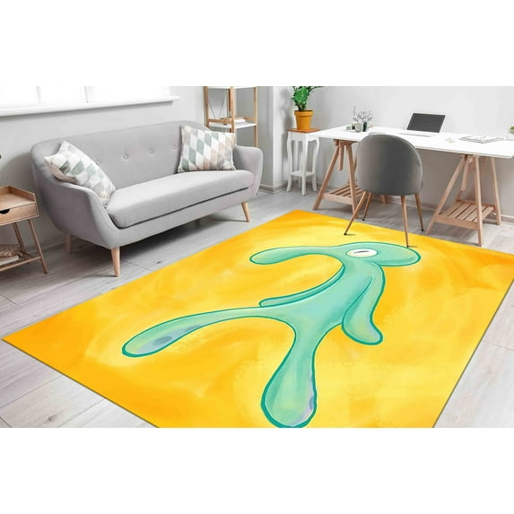 Modern Rug, Entry Rug, Bold And Brash Rugs, Front Door Rug, Squidward Painting Rugs, Cute Rug, Area Rugs, Yellow Rugs, Gift for the Home, 5.9'x9.2' - 180x280 cm