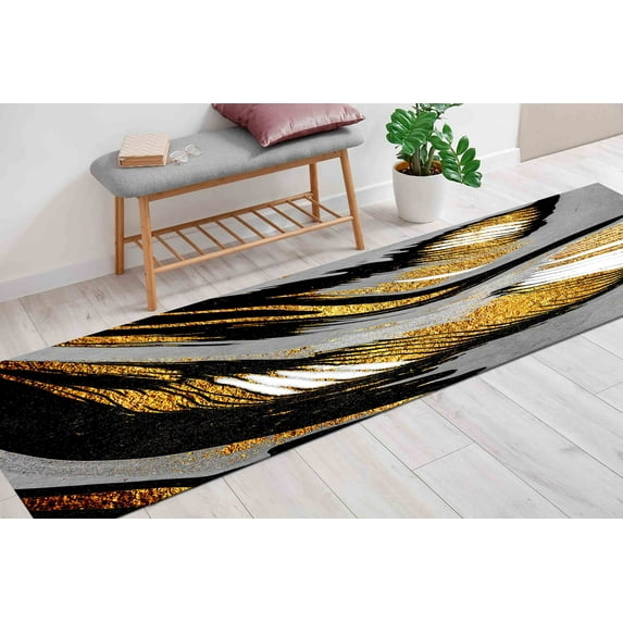 Modern Rug, Japanese Rugs, Marble Rugs, Hallway Rug, Japanese Marbling Rug, Gift For Her Rug, Luxury Rugs, Entryway Rug, Gray Rug, Black Rug, 3.9'x5.9' - 120x180 cm