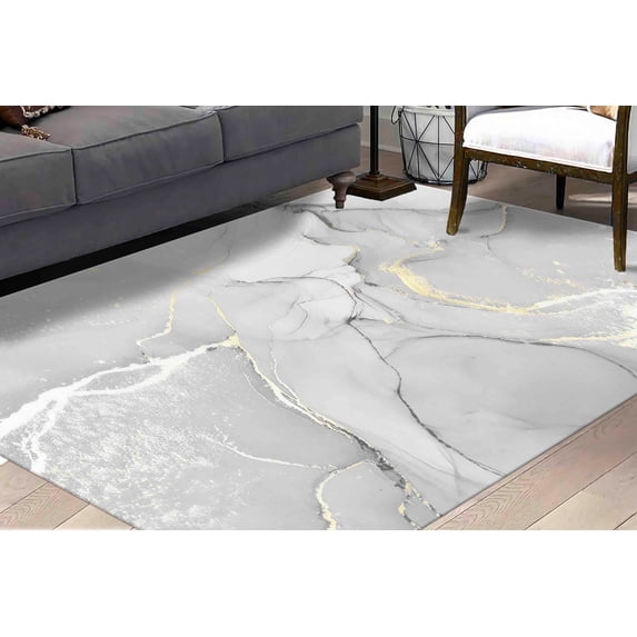 Modern Rug, Luxury Rugs, Easy To Clean Rugs, Gray Marble Rug, Colorful Rug, Cool Rug, Printed Rug, Marble Rugs, Living Room Rug, Home Decor, 3.3'x9.2' - 100x280 cm