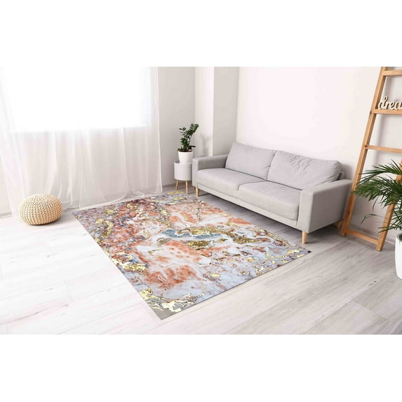 Modern Rug, Soft Tones Marble Rugs, Shimmery Rug, Marble Rug, Door Mat Rugs, Colorful Rug, Nursery Rug, Salon Rugs, Non Slip Rug, Home Decor, 2.6'x9.2' - 80x280 cm