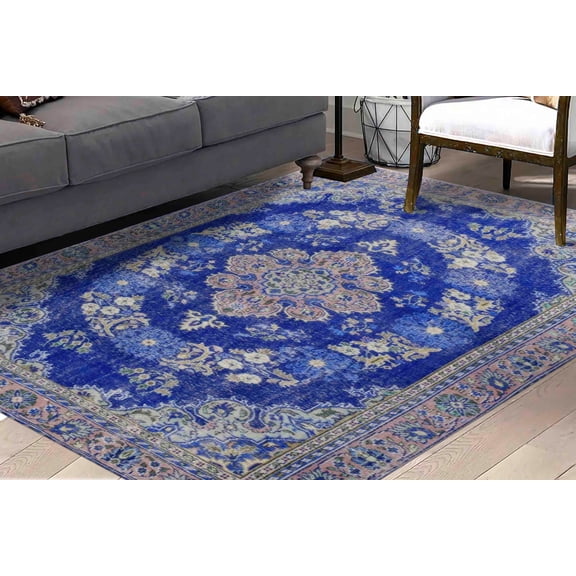 Modern Rugs, Blue Rugs, Oriental Rugs, Chenille Printed Design Rug, Corridor Rug, Office Decor Rugs, Turkish Rug, Bath Rugs, Luxury Rug, Large Rug, 2'x3' - 60x90 cm