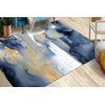 thumbnail image 1 of Modern Rugs, Large Rug, Navy Blue Rug, Accent Rugs, Luxury Rug, Blue And Gold Painting Rugs, Front Door Rugs, Hallway Rug, Car Mat Rug, 3.3'x9.2' - 100x280 cm, 1 of 8